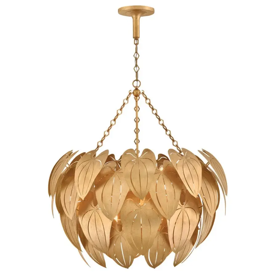 Camille Large Chandelier in Distressed Brass - Image 8