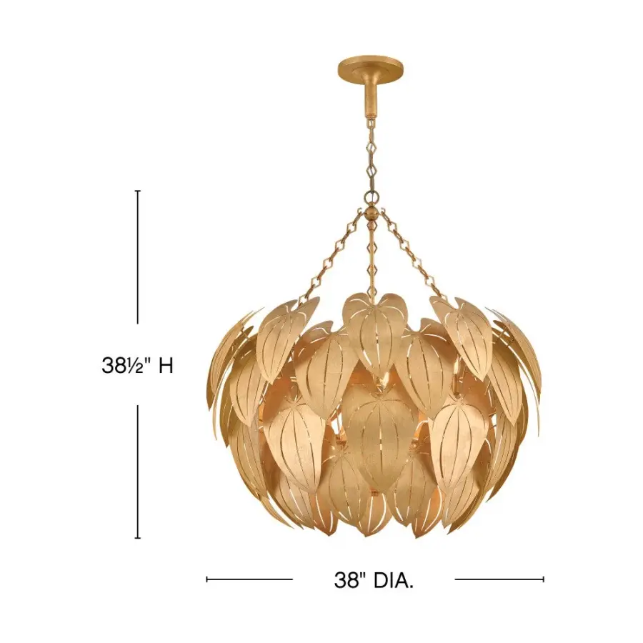 Camille Large Chandelier in Distressed Brass - Image 9