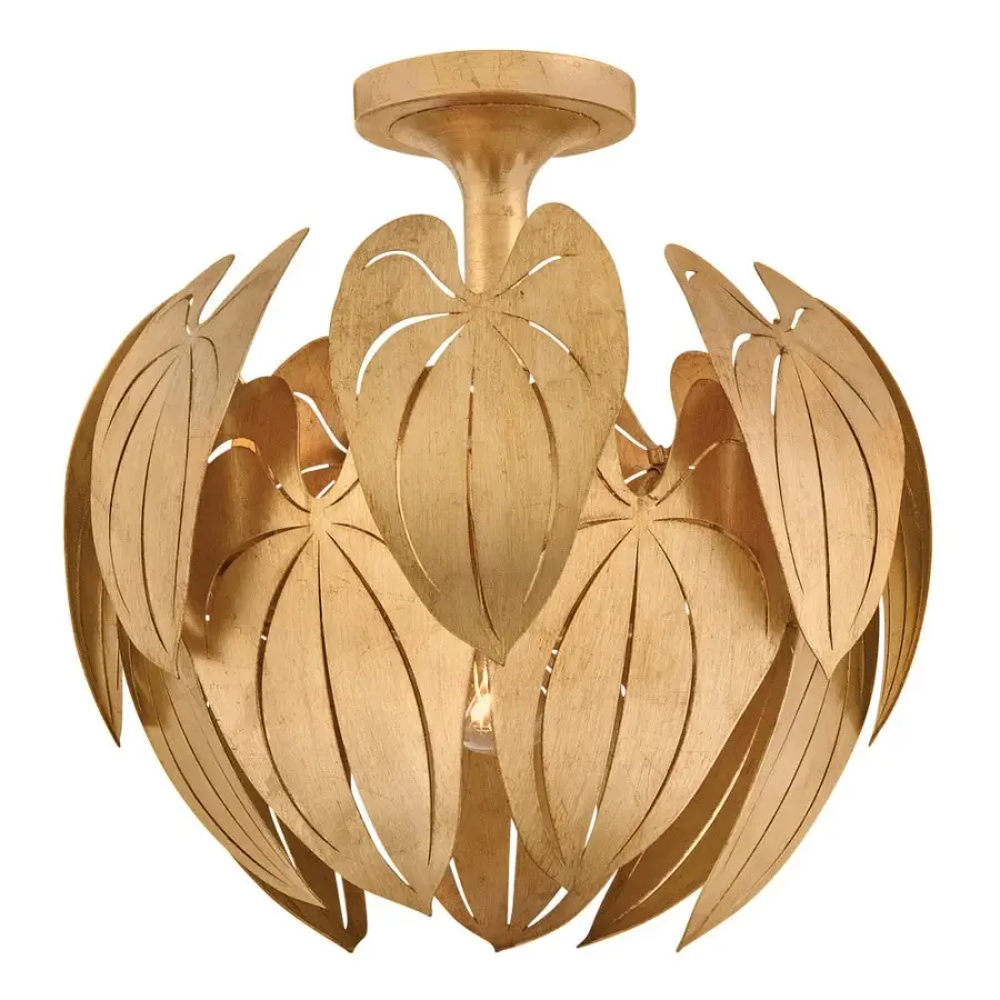 Camille Large Convertible Semi-Flush Mount in Distressed Brass - Image 1