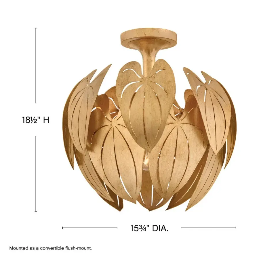 Camille Large Convertible Semi-Flush Mount in Distressed Brass - Image 11