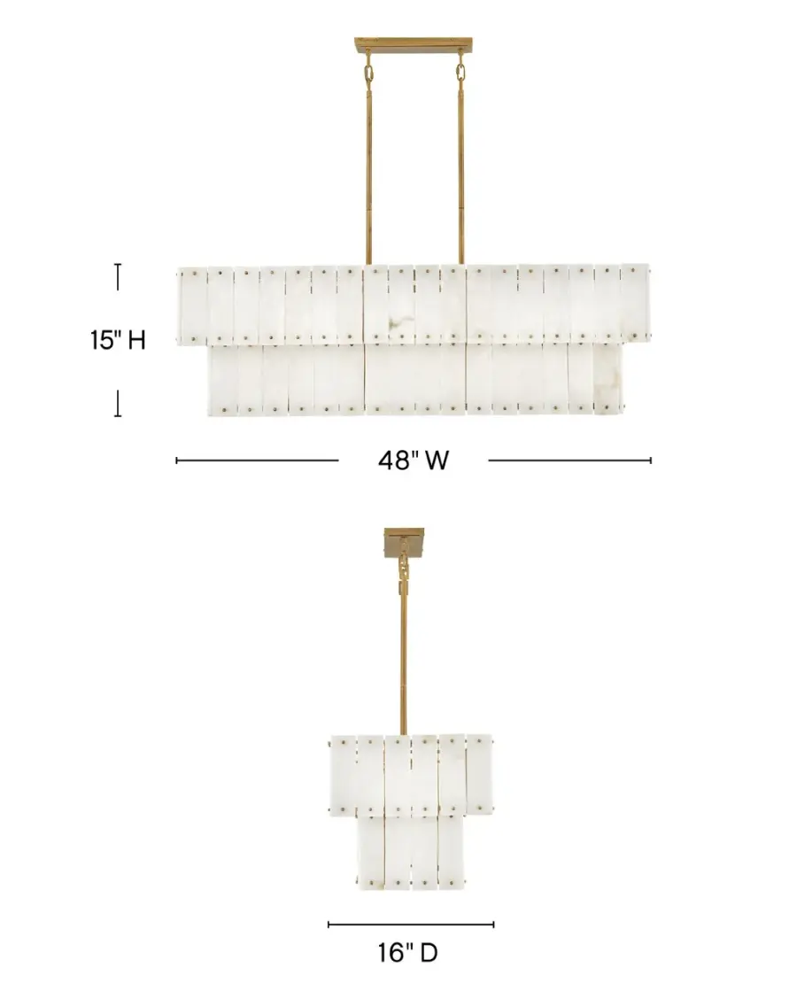 Opulent Linear Chandelier with Natural Alabaster and Timeless Appeal - Image 2