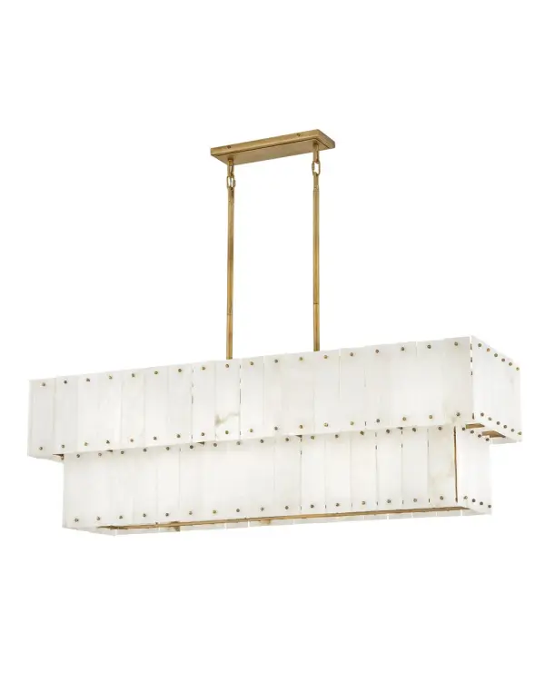 Opulent Linear Chandelier with Natural Alabaster and Timeless Appeal - Image 3