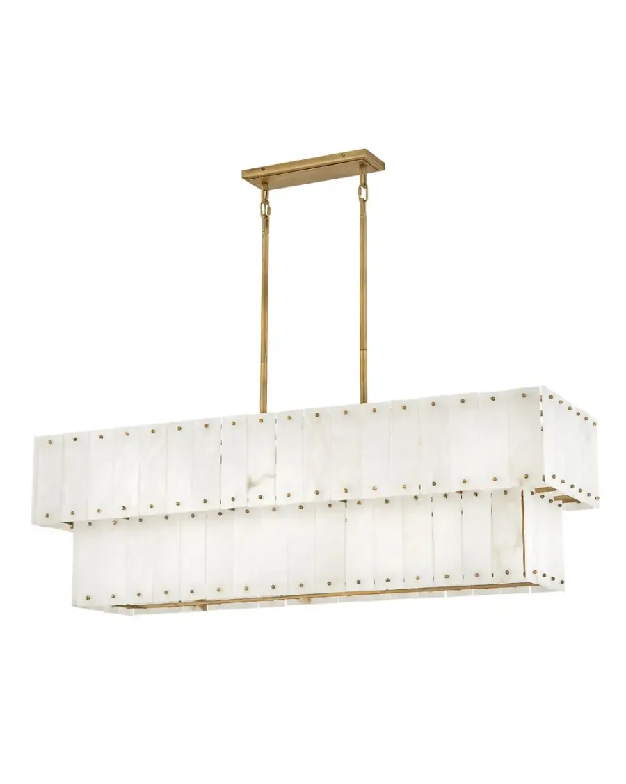 Opulent Linear Chandelier with Natural Alabaster and Timeless Appeal - Image 3