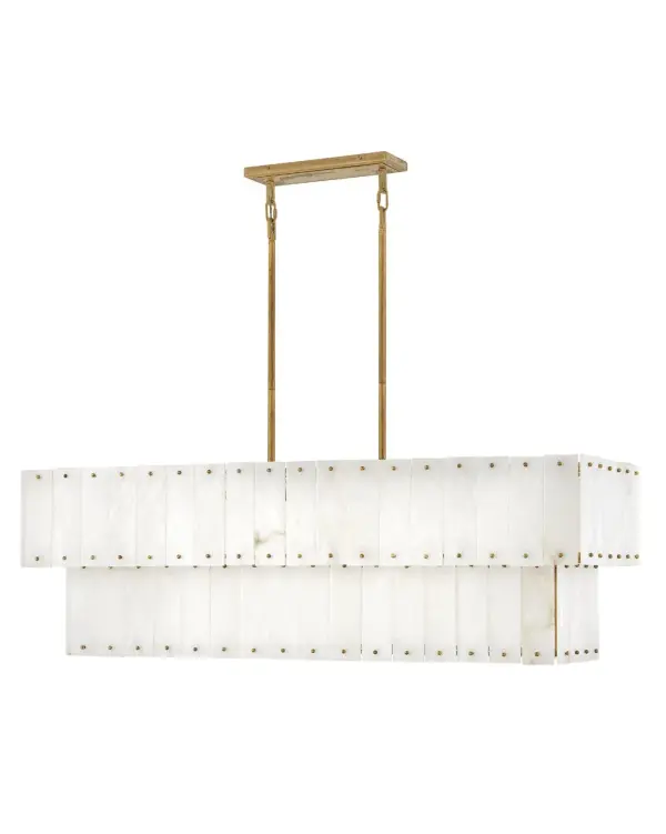 Opulent Linear Chandelier with Natural Alabaster and Timeless Appeal - Image 4