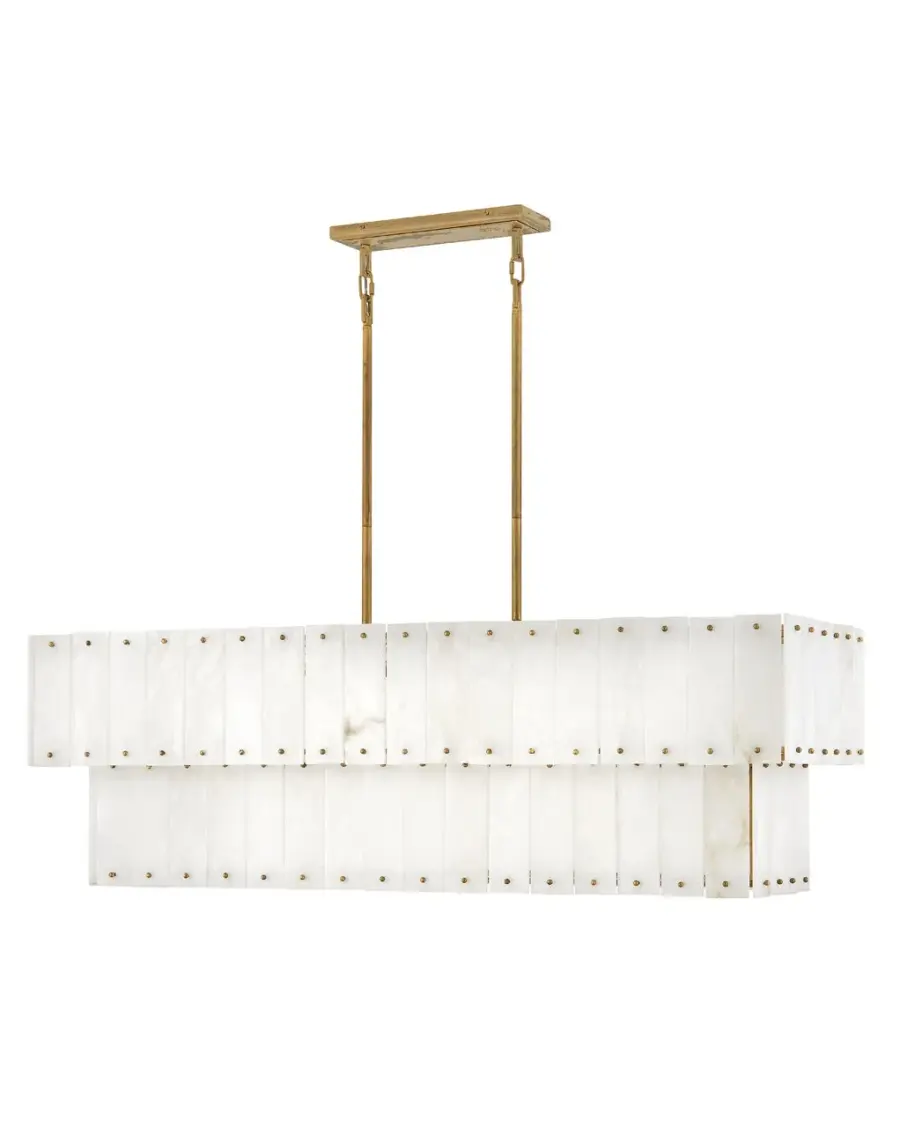 Opulent Linear Chandelier with Natural Alabaster and Timeless Appeal - Image 4