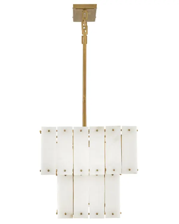 Opulent Linear Chandelier with Natural Alabaster and Timeless Appeal - Image 5