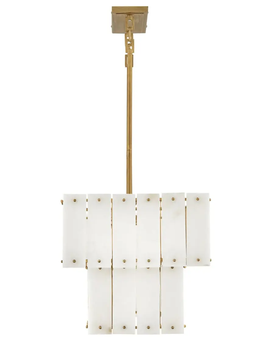 Opulent Linear Chandelier with Natural Alabaster and Timeless Appeal - Image 5