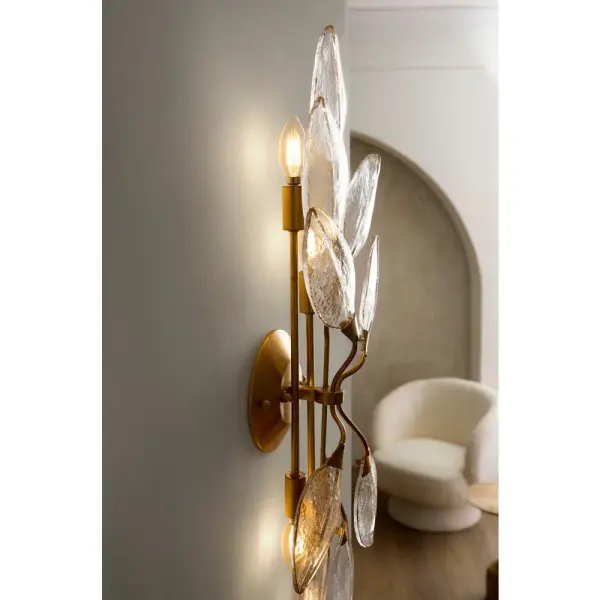 Amira Large Four Light Sconce in Distressed Brass - Image 14