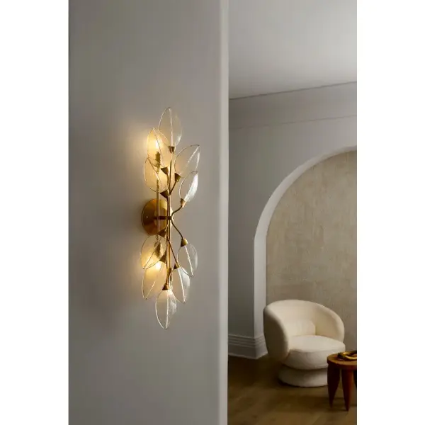 Amira Large Four Light Sconce in Distressed Brass - Image 16