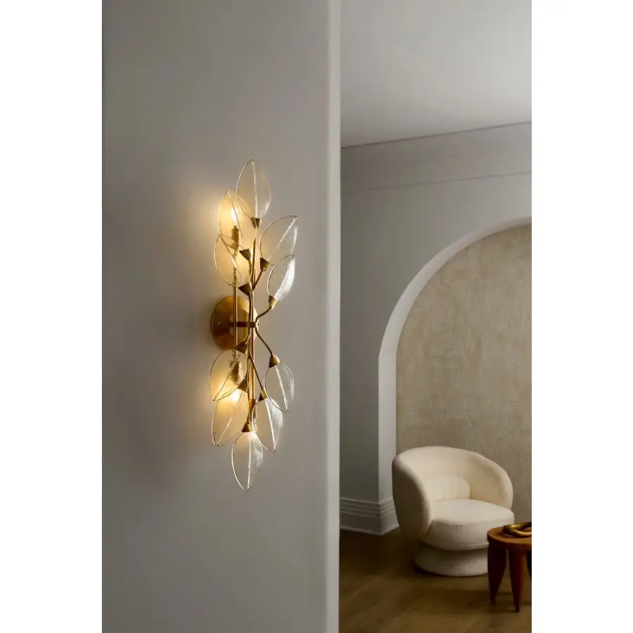 Amira Large Four Light Sconce in Distressed Brass - Image 16