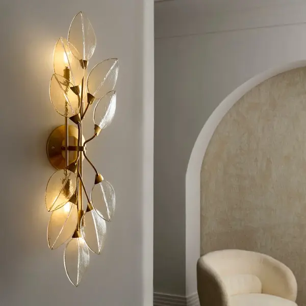 Amira Large Four Light Sconce in Distressed Brass - Image 17