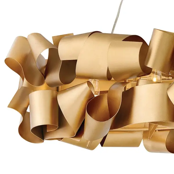 Delfina Large Six Light Linear Chandelier in Deluxe Gold - Image 3