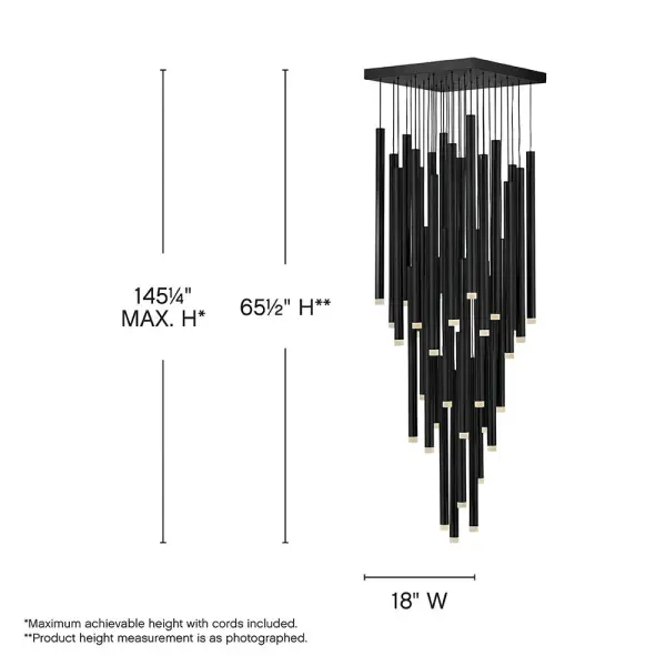 The Harmony pendant transforms spaces with its striking vertical tubes that glow from within. Inspired by wind chimes, this architectural piece offers customizable configurations and integrated LED technology in a sleek contemporary design. - alternate view