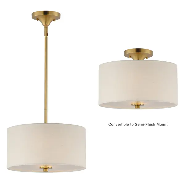 A collection of drum shade lighting available in your choice of Oatmeal with Natural Aged Brass or Oil Rubbed Bronze or White Linen with Satin Nickel frames. This transitional design works in a wide variety of decor styles from traditional to contemporary and available in multiple configurations from flush mounts, pendants, wall sconces, and linear bar lighting. - alternate view