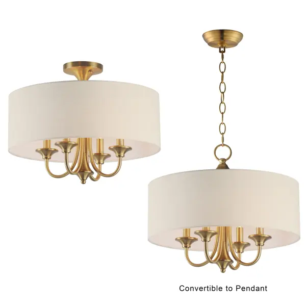 A collection of drum shade lighting available in your choice of Oatmeal with Natural Aged Brass or Oil Rubbed Bronze or White Linen with Satin Nickel frames. This transitional design works in a wide variety of decor styles from traditional to contemporary and available in multiple configurations from flush mounts, pendants, wall sconces, and linear bar lighting. - alternate view