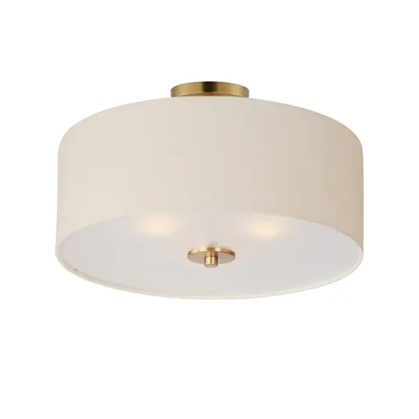 A collection of drum shade lighting available in your choice of Oatmeal with Natural Aged Brass or Oil Rubbed Bronze or White Linen with Satin Nickel frames. This transitional design works in a wide variety of decor styles from traditional to contemporary and available in multiple configurations from flush mounts, pendants, wall sconces, and linear bar lighting. Collection: Bongo Finish: Natural Aged Brass Width: 18.00" Height: 11.00" Length: 18.00" Weight: 6.81 lb Wire: 120" Canopy: 4.75"x4.75"x2" Number of Bulbs: 3 Maximum Wattage: 60.00 W Bulb Type: E26 Bulb Base: E26 Medium Light Source: Incandescent Dimmable Voltage: 120.00 V Material: Steel, Linen, Glass Safety Listing: cETLus Safety Rating: Dry Spec Sheet Instructions
