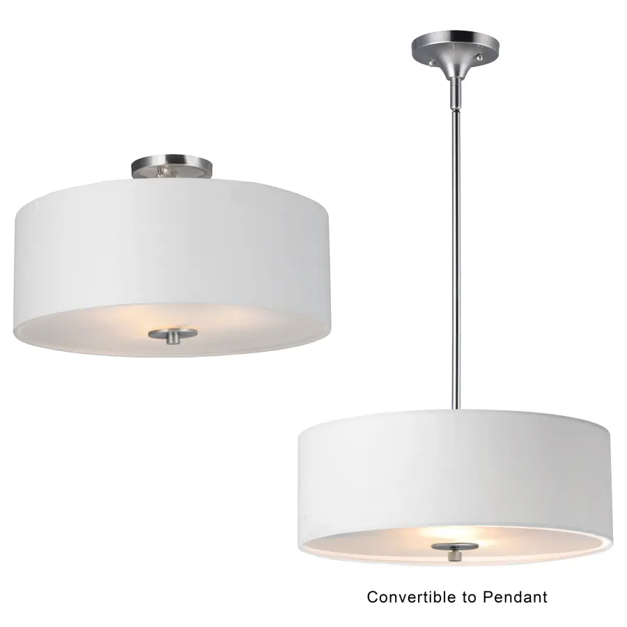 Bongo 3-Light Semi-Flush Mount in Satin Nickel - Image 2