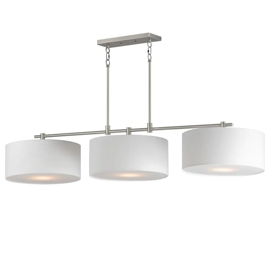 Bongo Three Light Linear Pendant in Satin Nickel - Image 1