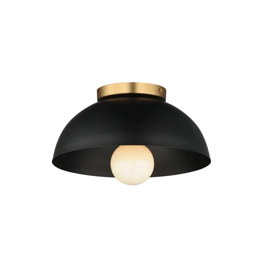 Thelonious One Light Flush Mount in Black / Natural Aged Brass - Image 1