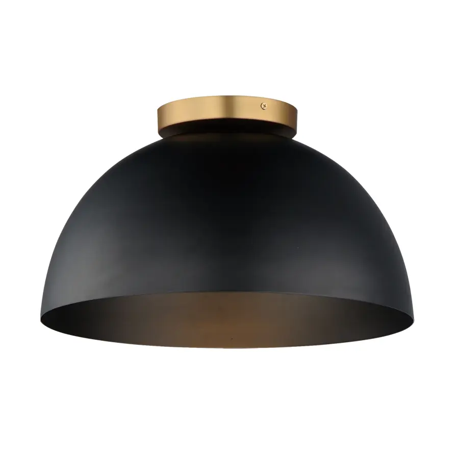 Thelonious One Light Flush Mount in Black / Natural Aged Brass - Image 1