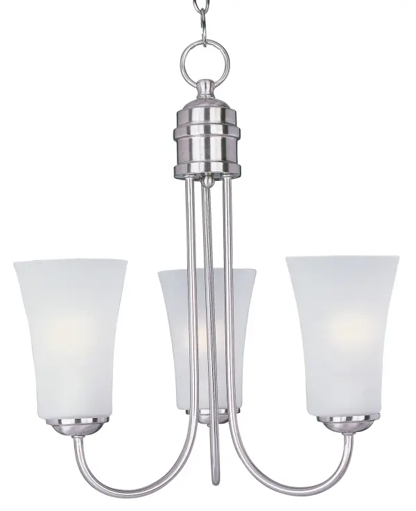 Modern style at a competitive price will make this collection the next builder standard. Tall profile Frost glass shades adorn a minimalistic frame in your choice of Satin Nickel or Oil Rubbed Bronze. Collection: Logan Finish: Satin Nickel Glass: Frosted Width: 17.00" Height: 19.00" Length: 17.00" Weight: 6.40 lb Chain: 36" Wire: 120" Canopy: 4.93"x4.93"x1" Number of Bulbs: 3 Maximum Wattage: 60.00 W Bulb Type: A19 Bulb Base: E26 Medium Light Source: Incandescent Dimmable Voltage: 120.00 V Material: Steel, Glass Safety Listing: cULus Safety Rating: Dry Manufacturer Warranty: 1 Spec Sheet Instructions Parts Diagram