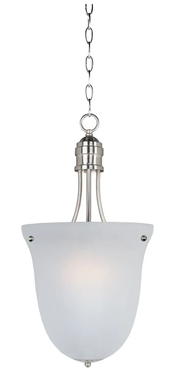 Modern style at a competitive price will make this collection the next builder standard. Tall profile Frost glass shades adorn a minimalistic frame in your choice of Satin Nickel or Oil Rubbed Bronze. Collection: Logan Finish: Satin Nickel Glass: Frosted Width: 12.75" Height: 26.00" Length: 12.75" Weight: 6.16 lb Chain: 36" Canopy: 10``x4.5`` Number of Bulbs: 3 Maximum Wattage: 60.00 W Bulb Type: B10 Bulb Base: E12 Candelabra Light Source: Incandescent Dimmable Voltage: 120.00 V Material: Steel, Glass Safety Listing: cULus Safety Rating: Dry Manufacturer Warranty: 1 Spec Sheet Instructions Parts Diagram