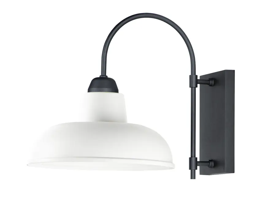 Industrial One Light Outdoor Wall Lantern in White and Black - Image 1