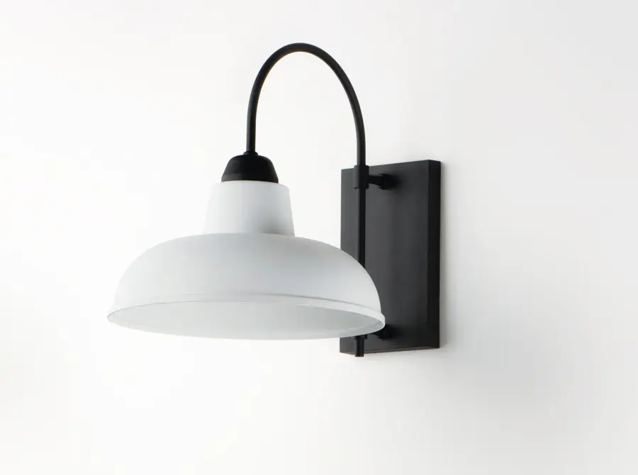 Industrial One Light Outdoor Wall Lantern in White and Black - Image 2