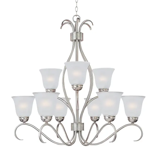Contemporary collection with sweeping arms and clean lines.  Offered in Frosted glass and Satin Nickel finish or Wilshire glass and Oil Rubbed Bronze finish.