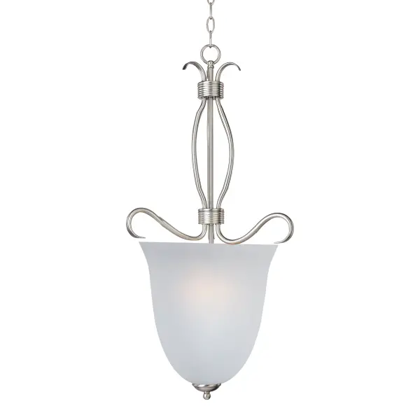 Contemporary collection with sweeping arms and clean lines.  Offered in Frosted glass and Satin Nickel finish or Wilshire glass and Oil Rubbed Bronze finish.