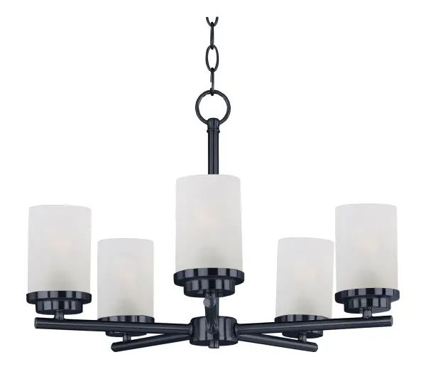 Minimalistic frames in a variety of brilliant finishes with your choice of either frosted or clear glass shades. While its sleek simplicity are modern in design, the Corona perfectly shines in any indoor application or style. Collection: Corona Finish: Black Glass: Frosted Width: 22.00" Height: 19.00" Length: 22.00" Weight: 8.76 lb Chain: 36" Wire: 120" Canopy: 5.12"x5.12"x0.79" Number of Bulbs: 5 Maximum Wattage: 60.00 W Bulb Type: A19 Bulb Base: E26 Medium Light Source: Incandescent Dimmable Voltage: 120.00 V Material: Steel, Glass Safety Listing: cULus Safety Rating: Dry Manufacturer Warranty: 1 Spec Sheet Instructions Parts Diagram