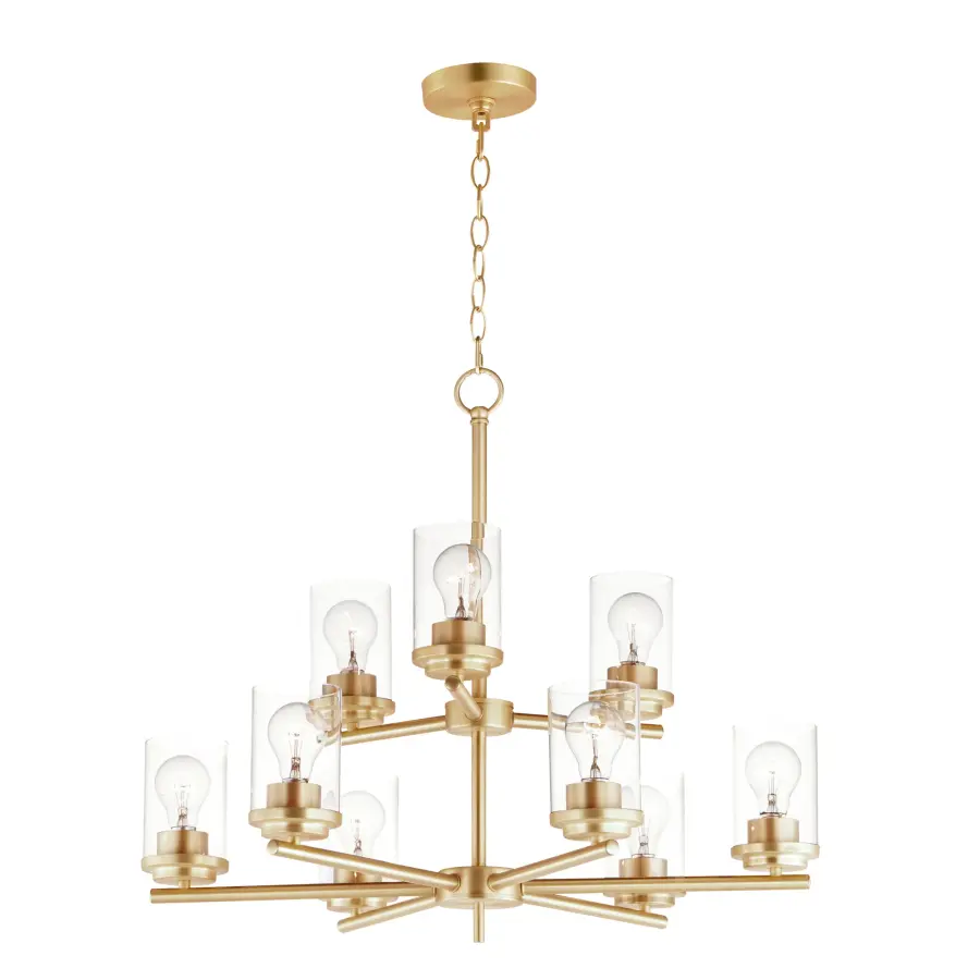 Corona 9-Light Chandelier in Satin Brass - Image 1
