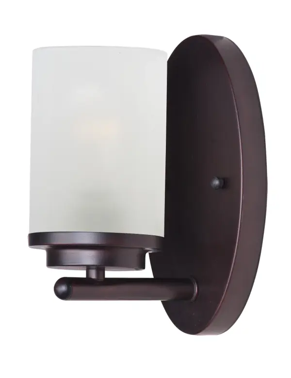 Minimalistic frames in a variety of brilliant finishes with your choice of either frosted or clear glass shades. While its sleek simplicity are modern in design, the Corona perfectly shines in any indoor application or style. Collection: Corona Finish: Oil Rubbed Bronze Glass: Frosted Width: 4.50" Height: 8.25" Weight: 1.21 lb Extension from Wall: 6.00" Wire: 8" Canopy: 4.5"x8.25" Number of Bulbs: 1 Maximum Wattage: 60.00 W Bulb Type: A19 Bulb Base: E26 Medium Light Source: Incandescent Dimmable Voltage: 120.00 V Material: Steel + Glass Safety Listing: cETLus Safety Rating: Damp Manufacturer Warranty: 1 Spec Sheet Instructions Parts Diagram