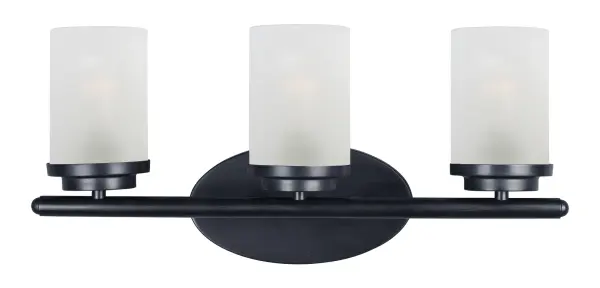 Minimalistic frames in a variety of brilliant finishes with your choice of either frosted or clear glass shades. While its sleek simplicity are modern in design, the Corona perfectly shines in any indoor application or style. Collection: Corona Finish: Black Glass: Frosted Width: 19.25" Height: 9.00" Weight: 2.90 lb Extension from Wall: 6.00" Wire: 8" Canopy: 4.5"x8.25" Number of Bulbs: 3 Maximum Wattage: 60.00 W Bulb Type: A19 Bulb Base: E26 Medium Light Source: Incandescent Dimmable Voltage: 120.00 V Material: Steel + Glass Safety Listing: cETLus Safety Rating: Damp Manufacturer Warranty: 1 Spec Sheet Instructions Parts Diagram