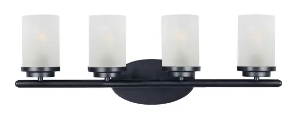 Minimalistic frames in a variety of brilliant finishes with your choice of either frosted or clear glass shades. While its sleek simplicity are modern in design, the Corona perfectly shines in any indoor application or style. Collection: Corona Finish: Black Glass: Frosted Width: 26.25" Height: 9.00" Weight: 3.61 lb Extension from Wall: 6.00" Wire: 8" Canopy: 4.5"x8.25" Number of Bulbs: 4 Maximum Wattage: 60.00 W Bulb Type: A19 Bulb Base: E26 Medium Light Source: Incandescent Dimmable Voltage: 120.00 V Material: Steel + Glass Safety Listing: cETLus Safety Rating: Damp Manufacturer Warranty: 1 Spec Sheet Instructions Parts Diagram