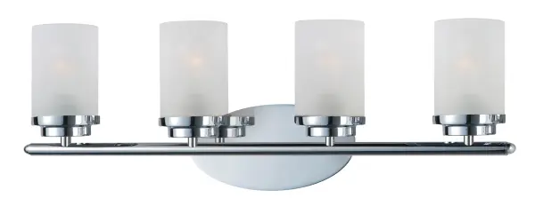 Minimalistic frames in a variety of brilliant finishes with your choice of either frosted or clear glass shades. While its sleek simplicity are modern in design, the Corona perfectly shines in any indoor application or style. Collection: Corona Finish: Polished Chrome Glass: Frosted Width: 26.25" Height: 9.00" Weight: 3.61 lb Extension from Wall: 6.00" Wire: 8" Canopy: 4.5"x8.25" Number of Bulbs: 4 Maximum Wattage: 60.00 W Bulb Type: A19 Bulb Base: E26 Medium Light Source: Incandescent Dimmable Voltage: 120.00 V Material: Steel + Glass Safety Listing: cETLus Safety Rating: Damp Manufacturer Warranty: 1 Spec Sheet Instructions Parts Diagram