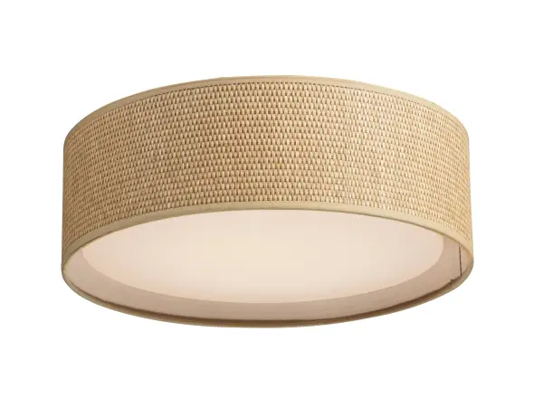 Drum shades in a variety of fabrics and materials are a core lighting offering. Flush mounts, pendants, and ADA sconces are available in options of linen, organza, grasscloth, and sound absorbing grey felt shades. An internal acrylic diffuser, illuminated by an evenly dispersed powerful LED light source, directs light downward and produces an ambient glow inside the outer shade. This lens features a crisp and tidy twist-lock mechanism that eliminates any visible hardware. whether it is put in a residential or commercial context, this collection meets the necessary application needs while adding style to the space. Collection: Prime Width: 16.00" Height: 5.50" Length: 16.00" Weight: 4.36 lb Wire: 6" Canopy: 13.75"x13.75"x1.35" Bulbs Included Number of Bulbs: 3 Maximum Wattage: 6.50 W Bulb Type: PCB Bulb Base: PCB Integrated Light Source: LED Light Output: 1200.00 lm Color Temperature: 3000 K CRI: 90 Rated Average Life: 35000 Voltage: 120.00 V Material: Steel, Acrylic, Fabric Safety Listing: cETLus Safety Rating: Dry LED Manufacturer Warranty: 5 Spec Sheet Instructions Parts Diagram