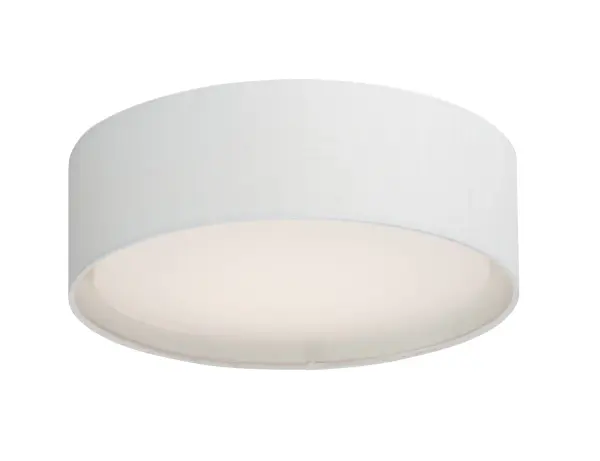 Drum shades in a variety of fabrics and materials are a core lighting offering. Flush mounts, pendants, and ADA sconces are available in options of linen, organza, grasscloth, and sound absorbing grey felt shades. An internal acrylic diffuser, illuminated by an evenly dispersed powerful LED light source, directs light downward and produces an ambient glow inside the outer shade. This lens features a crisp and tidy twist-lock mechanism that eliminates any visible hardware. whether it is put in a residential or commercial context, this collection meets the necessary application needs while adding style to the space. Collection: Prime Width: 16.00" Height: 5.50" Length: 16.00" Weight: 4.36 lb Wire: 6" Canopy: 13.75"x13.75"x1.35" Bulbs Included Number of Bulbs: 3 Maximum Wattage: 6.50 W Bulb Type: PCB Bulb Base: PCB Integrated Light Source: LED Light Output: 1200.00 lm Color Temperature: 3000 K CRI: 90 Rated Average Life: 35000 Voltage: 120.00 V Material: Steel, Acrylic, Fabric Safety Listing: cETLus Safety Rating: Dry LED Manufacturer Warranty: 5 Spec Sheet Instructions Parts Diagram