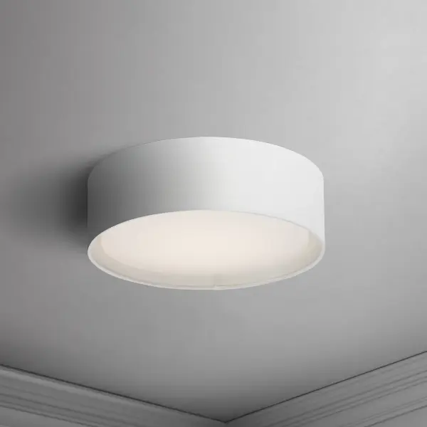 Drum shades in a variety of fabrics and materials are a core lighting offering. Flush mounts, pendants, and ADA sconces are available in options of linen, organza, grasscloth, and sound absorbing grey felt shades. An internal acrylic diffuser, illuminated by an evenly dispersed powerful LED light source, directs light downward and produces an ambient glow inside the outer shade. This lens features a crisp and tidy twist-lock mechanism that eliminates any visible hardware. whether it is put in a residential or commercial context, this collection meets the necessary application needs while adding style to the space. Collection: Prime Width: 16.00" Height: 5.50" Length: 16.00" Weight: 4.36 lb Wire: 6" Canopy: 13.75"x13.75"x1.35" Bulbs Included Number of Bulbs: 3 Maximum Wattage: 6.50 W Bulb Type: PCB Bulb Base: PCB Integrated Light Source: LED Light Output: 1200.00 lm Color Temperature: 3000 K CRI: 90 Rated Average Life: 35000 Voltage: 120.00 V Material: Steel, Acrylic, Fabric Safety Listing: cETLus Safety Rating: Dry LED Manufacturer Warranty: 5 Spec Sheet Instructions Parts Diagram - alternate view