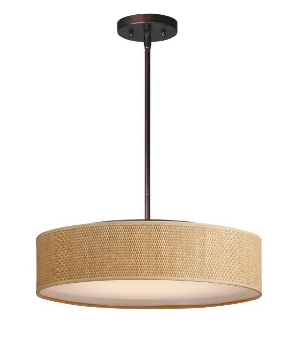 Drum shades in a variety of fabrics and materials are a core lighting offering. Flush mounts, pendants, and ADA sconces are available in options of linen, organza, grasscloth, and sound absorbing grey felt shades. An internal acrylic diffuser, illuminated by an evenly dispersed powerful LED light source, directs light downward and produces an ambient glow inside the outer shade. This lens features a crisp and tidy twist-lock mechanism that eliminates any visible hardware. whether it is put in a residential or commercial context, this collection meets the necessary application needs while adding style to the space. Collection: Prime Finish: Oil Rubbed Bronze Width: 20.00" Height: 6.50" Length: 20.00" Weight: 8.84 lb Wire: 120" Canopy: 4.75"x4.75"x0.75" Bulbs Included Number of Bulbs: 5 Maximum Wattage: 6.50 W Bulb Type: PCB Bulb Base: PCB Integrated Light Source: LED Light Output: 2275.00 lm Color Temperature: 3000 K CRI: 90 Rated Average Life: 35000 Voltage: 120.00 V Material: Steel, Acrylic, Fabric Safety Listing: cETLus Safety Rating: Dry LED Manufacturer Warranty: 5 Spec Sheet Instructions Parts Diagram