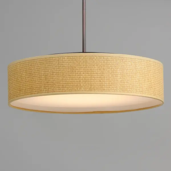 Drum shades in a variety of fabrics and materials are a core lighting offering. Flush mounts, pendants, and ADA sconces are available in options of linen, organza, grasscloth, and sound absorbing grey felt shades. An internal acrylic diffuser, illuminated by an evenly dispersed powerful LED light source, directs light downward and produces an ambient glow inside the outer shade. This lens features a crisp and tidy twist-lock mechanism that eliminates any visible hardware. whether it is put in a residential or commercial context, this collection meets the necessary application needs while adding style to the space. Collection: Prime Finish: Oil Rubbed Bronze Width: 20.00" Height: 6.50" Length: 20.00" Weight: 8.84 lb Wire: 120" Canopy: 4.75"x4.75"x0.75" Bulbs Included Number of Bulbs: 5 Maximum Wattage: 6.50 W Bulb Type: PCB Bulb Base: PCB Integrated Light Source: LED Light Output: 2275.00 lm Color Temperature: 3000 K CRI: 90 Rated Average Life: 35000 Voltage: 120.00 V Material: Steel, Acrylic, Fabric Safety Listing: cETLus Safety Rating: Dry LED Manufacturer Warranty: 5 Spec Sheet Instructions Parts Diagram - alternate view