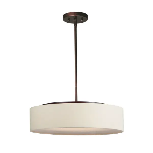 Drum shades in a variety of fabrics and materials are a core lighting offering. Flush mounts, pendants, and ADA sconces are available in options of linen, organza, grasscloth, and sound absorbing grey felt shades. An internal acrylic diffuser, illuminated by an evenly dispersed powerful LED light source, directs light downward and produces an ambient glow inside the outer shade. This lens features a crisp and tidy twist-lock mechanism that eliminates any visible hardware. whether it is put in a residential or commercial context, this collection meets the necessary application needs while adding style to the space. Collection: Prime Finish: Oil Rubbed Bronze Width: 20.00" Height: 6.50" Length: 20.00" Weight: 8.84 lb Wire: 120" Canopy: 4.75"x4.75"x0.75" Bulbs Included Number of Bulbs: 5 Maximum Wattage: 6.50 W Bulb Type: LED Bulb Base: PCB Integrated Light Source: LED Light Output: 2275.00 lm Color Temperature: 3000 K CRI: 90 Rated Average Life: 35000 Voltage: 120.00 V Material: Steel, Acrylic, Fabric Safety Listing: cETLus Safety Rating: Dry LED Manufacturer Warranty: 5 Spec Sheet Instructions Parts Diagram