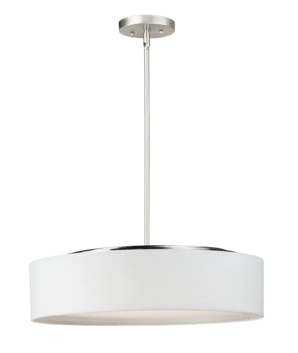 Drum shades in a variety of fabrics and materials are a core lighting offering. Flush mounts, pendants, and ADA sconces are available in options of linen, organza, grasscloth, and sound absorbing grey felt shades. An internal acrylic diffuser, illuminated by an evenly dispersed powerful LED light source, directs light downward and produces an ambient glow inside the outer shade. This lens features a crisp and tidy twist-lock mechanism that eliminates any visible hardware. whether it is put in a residential or commercial context, this collection meets the necessary application needs while adding style to the space. Collection: Prime Finish: Satin Nickel Width: 20.00" Height: 6.50" Length: 20.00" Weight: 8.84 lb Wire: 120" Canopy: 4.75"x4.75"x0.75" Bulbs Included Number of Bulbs: 5 Maximum Wattage: 6.50 W Bulb Type: PCB Bulb Base: PCB Integrated Light Source: LED Light Output: 2275.00 lm Color Temperature: 3000 K CRI: 90 Rated Average Life: 35000 Voltage: 120.00 V Material: Steel, Acrylic, Fabric Safety Listing: cETLus Safety Rating: Dry LED Manufacturer Warranty: 5 Spec Sheet Instructions Parts Diagram