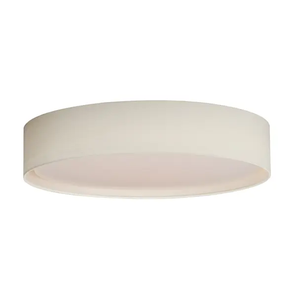 Drum shades in a variety of fabrics and materials are a core lighting offering. Flush mounts, pendants, and ADA sconces are available in options of linen, organza, grasscloth, and sound absorbing grey felt shades. An internal acrylic diffuser, illuminated by an evenly dispersed powerful LED light source, directs light downward and produces an ambient glow inside the outer shade. This lens features a crisp and tidy twist-lock mechanism that eliminates any visible hardware. whether it is put in a residential or commercial context, this collection meets the necessary application needs while adding style to the space. Collection: Prime Width: 25.00" Height: 5.50" Length: 25.00" Weight: 6.66 lb Wire: 8" Bulbs Included Number of Bulbs: 1 Maximum Wattage: 45.00 W Bulb Type: LED Bulb Base: Integrated Light Source: LED Light Output: 1880.00 lm Color Temperature: 3000 K CRI: 90 Rated Average Life: 35000 Voltage: 120.00 V Material: Steel, Acrylic, Fabric Safety Listing: cETLus Safety Rating: Dry LED Spec Sheet Instructions