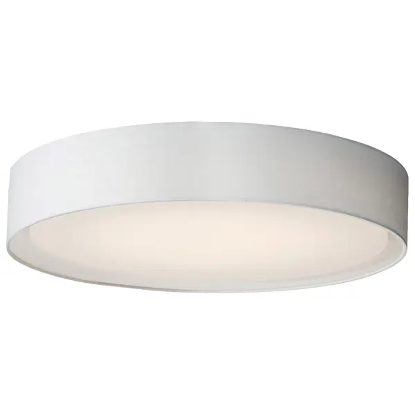 Drum shades in a variety of fabrics and materials are a core lighting offering. Flush mounts, pendants, and ADA sconces are available in options of linen, organza, grasscloth, and sound absorbing grey felt shades. An internal acrylic diffuser, illuminated by an evenly dispersed powerful LED light source, directs light downward and produces an ambient glow inside the outer shade. This lens features a crisp and tidy twist-lock mechanism that eliminates any visible hardware. whether it is put in a residential or commercial context, this collection meets the necessary application needs while adding style to the space. Collection: Prime Width: 25.00" Height: 5.50" Length: 25.00" Weight: 6.66 lb Wire: 8" Bulbs Included Number of Bulbs: 1 Maximum Wattage: 45.00 W Bulb Type: LED Bulb Base: Integrated Light Source: LED Light Output: 1880.00 lm Color Temperature: 3000 K CRI: 90 Rated Average Life: 35000 Voltage: 120.00 V Material: Steel, Acrylic, Fabric Safety Listing: cETLus Safety Rating: Dry LED Spec Sheet Instructions