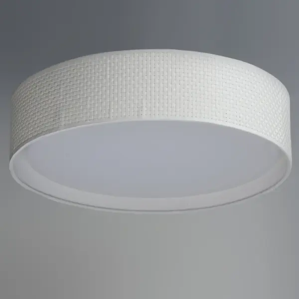 Drum shades in a variety of fabrics and materials are a core lighting offering. Flush mounts, pendants, and ADA sconces are available in options of linen, organza, grasscloth, and sound absorbing grey felt shades. An internal acrylic diffuser, illuminated by an evenly dispersed powerful LED light source, directs light downward and produces an ambient glow inside the outer shade. This lens features a crisp and tidy twist-lock mechanism that eliminates any visible hardware. whether it is put in a residential or commercial context, this collection meets the necessary application needs while adding style to the space. Collection: Prime Width: 16.00" Height: 6.00" Length: 16.00" Weight: 4.45 lb Wire: 8" Canopy: 13.75"x13.75"x1.25" Bulbs Included Number of Bulbs: 1 Maximum Wattage: 18.00 W Bulb Type: PCB Bulb Base: PCB Integrated Light Source: LED Light Output: 1200.00 lm Color Temperature: 3000 K CRI: 90 Rated Average Life: 50000 Voltage: 120.00 V Material: Steel, Acrylic, Fabric Safety Listing: cETLus Safety Rating: Dry LED Manufacturer Warranty: 5 Spec Sheet Instructions Parts Diagram - alternate view
