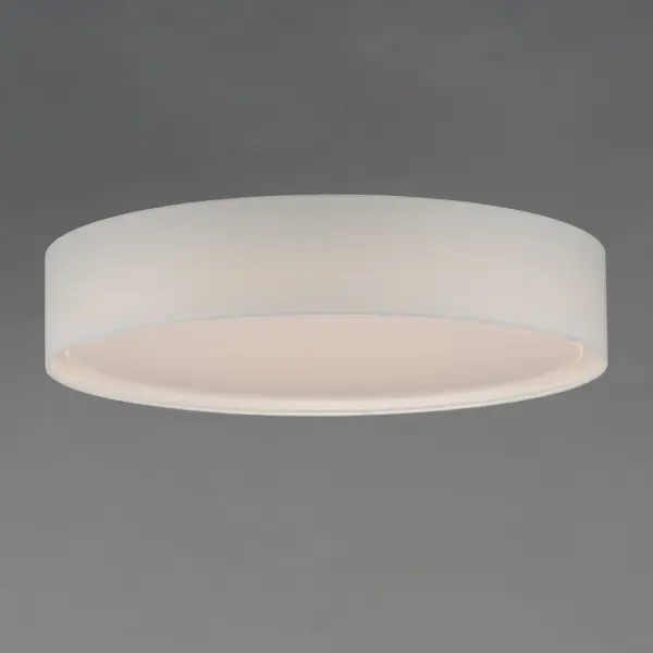 Drum shades in a variety of fabrics and materials are a core lighting offering. Flush mounts, pendants, and ADA sconces are available in options of linen, organza, grasscloth, and sound absorbing grey felt shades. An internal acrylic diffuser, illuminated by an evenly dispersed powerful LED light source, directs light downward and produces an ambient glow inside the outer shade. This lens features a crisp and tidy twist-lock mechanism that eliminates any visible hardware. whether it is put in a residential or commercial context, this collection meets the necessary application needs while adding style to the space. Collection: Prime Width: 25.00" Height: 5.50" Length: 25.00" Weight: 6.66 lb Wire: 8" Bulbs Included Number of Bulbs: 1 Maximum Wattage: 32.00 W Bulb Type: LED Bulb Base: Integrated Light Source: LED Light Output: 2000.00 lm Color Temperature: 3000 K CRI: 90 Rated Average Life: 35000 Voltage: 120.00 V Material: Steel, Acrylic, Fabric Safety Listing: cETLus Safety Rating: Dry LED Spec Sheet Instructions - alternate view