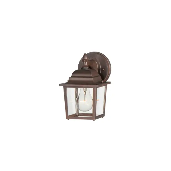 Maxim Lighting's commitment to both the residential lighting and the home building industries will assure you a product line focused on your basic lighting needs. With the Builder Cast collection you will find quality lighting that is well designed, well priced and readily available. Collection: Builder Cast Finish: Empire Bronze Glass: Clear Width: 5.50" Height: 8.50" Weight: 1.65 lb Extension from Wall: 6.50" Canopy: 4.5"x4.5" Number of Bulbs: 1 Maximum Wattage: 60.00 W Bulb Type: A19 Bulb Base: E26 Medium Light Source: Incandescent Light Output: 672.00 lm Dimmable Rated Average Life: 2500 Voltage: 120.00 V Material: Die Cast Aluminum Safety Listing: cETLus Safety Rating: Wet Manufacturer Warranty: 1 Spec Sheet Instructions Parts Diagram