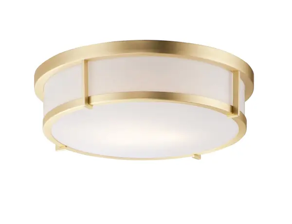 Simple flush mounts in a variety of configurations and finishes. A twist lock lens for easy replacement of lamps and cleaning. Available in LED or E26 incandescent and emergency back-up options. Also available in your choice of Satin Nickel, Satin Brass, and Black. Collection: Rogue E26 Finish: Satin Brass Glass: White Width: 17.00" Height: 5.25" Length: 17.00" Weight: 5.50 lb Wire: 8" Canopy: 10.75"x10.75"x1" Number of Bulbs: 3 Maximum Wattage: 40.00 W Bulb Type: A19 Bulb Base: E26 Medium Light Source: Incandescent Light Output: 2430.00 lm Dimmable Rated Average Life: 35000 Voltage: 120.00 V Material: Polycarbonate, Steel Safety Listing: cULus Safety Rating: Dry Manufacturer Warranty: 5 Spec Sheet Instructions Parts Diagram