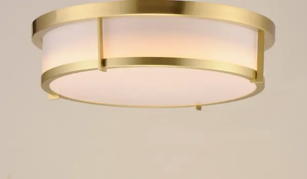 Rogue E26 Three Light Flush Mount in Satin Brass - Image 3